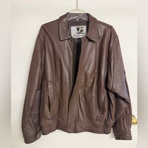 Men's Brown Leather Bomber Jacket